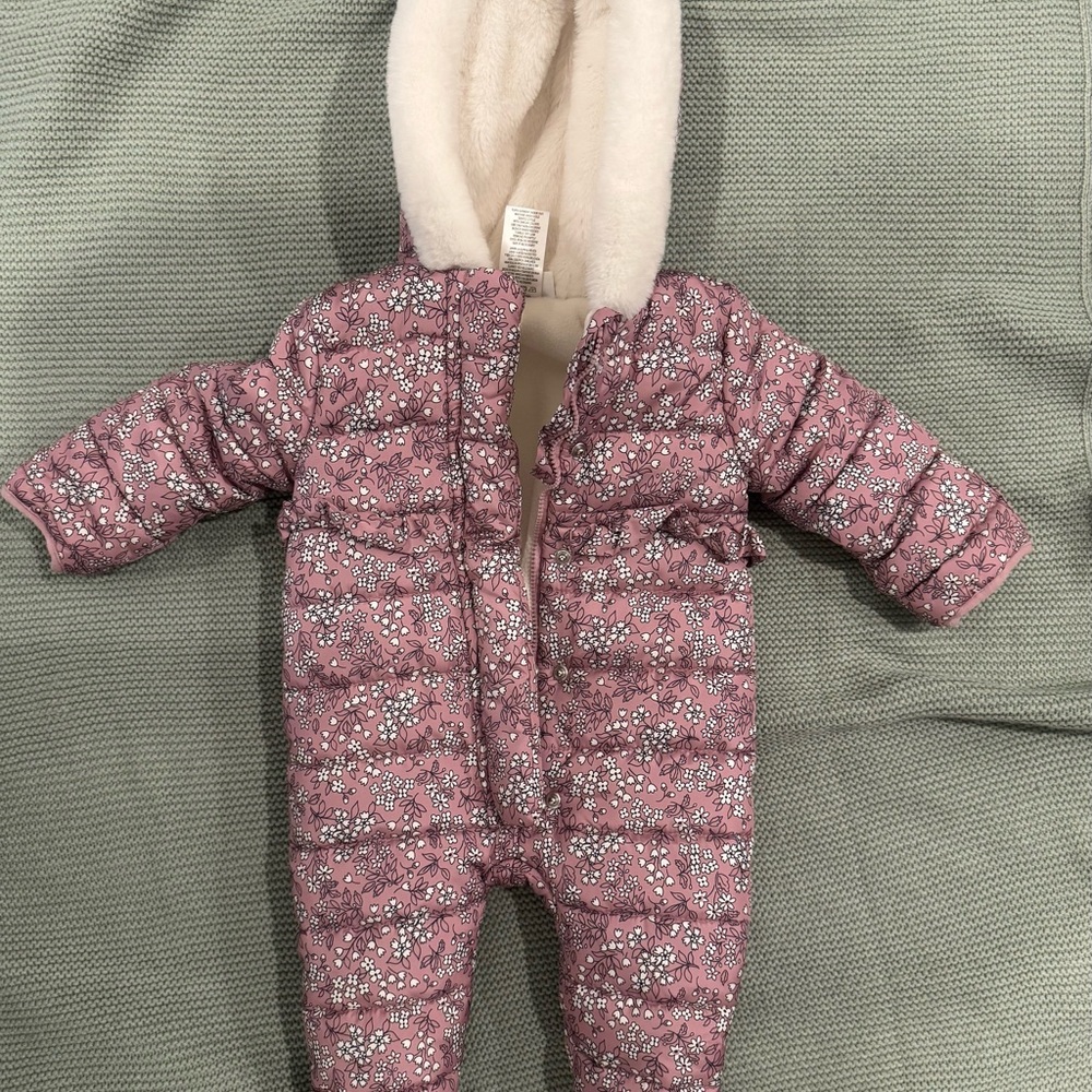Floral Pink Kids One Piece Snowsuit